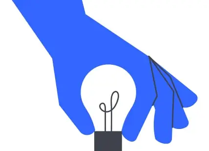 電球を持っている手元のイラスト